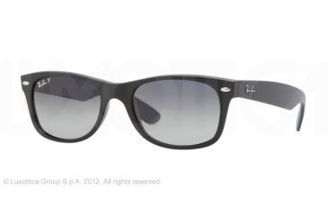 Image of Ray-Ban New Wayfarer Sunglasses RB2132 601S78-5218 - Matte Black Frame, Polarized Blue Gradient Gray Lenses