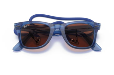 Image of Ray-Ban Original Wayfarer RB2140F Sunglasses, Transparent Blue, Red Lenses, 52, RB2140F-6587C5-52