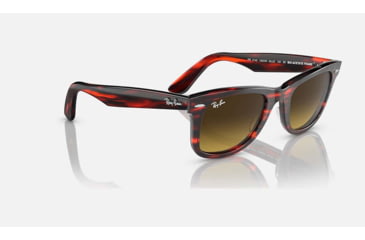 Image of Ray-Ban Original Wayfarer Sunglasses, Striped Red Frame, Brown Gradient Lens, Bio-Acetate, 50, RB2140-136285-50