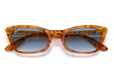 Image of Ray-Ban RB2299 Lady Burbank Sunglasses - Womens, Amber Tortoise Frame, Clear Gradient Blue Lens, 55, RB2299-13423F-55
