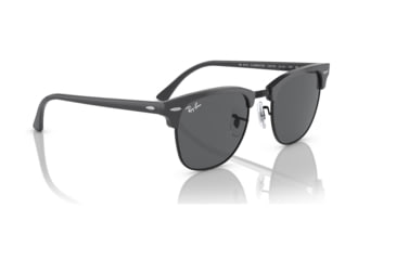 Image of Ray-Ban RB3016 Clubmaster Sunglasses, Grey On Black Frame, Dark Grey Lens, 49, RB3016-1367B1-49