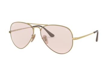 Image of Ray-Ban RB3689 Aviator Sunglasses - Men's, Gold, 55mm, Light Pink Lens, RB3689-001-T5-55