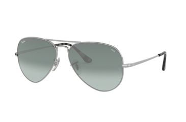 Image of Ray-Ban RB3689 Aviator Sunglasses - Men's, Silver, 55mm, Light Blue Photochromic Lens, RB3689-9149AD-55