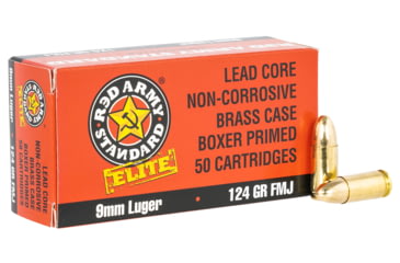 RA Standard 9mm Luger 124 Grain Full Metal Jacket Brass Cased Pistol Ammunition, 50, FMJ
