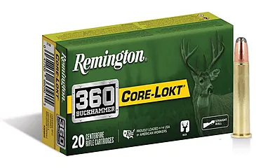 Remington 360 Buckhammer 200 Grain Soft Point Core-Lokt Centerfire Rifle Ammunition, 20, SP