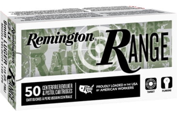 Remington Range 9 mm Luger 124 Grain Full Metal Jacket Centerfire Pistol Ammunition, 50, FMJ