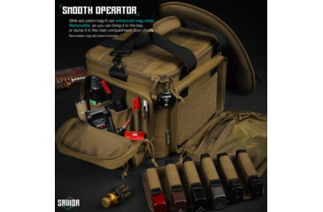 Image of Savior Equipment Specialist Pistol Range Bag, Dark FDE, 18.5in L x 9in H x 12in W, RA-3GUN-WS-TN
