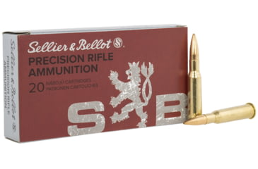 Sellier & Bellot 7.62x54R 174 Grain Hollow Point Boat Tail Subsonic Rifle Ammunition, 20, HPBT