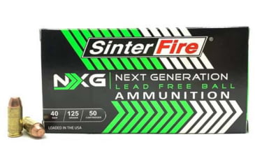 SinterFire NXG Lead Free Ball 10 mm 125 Grain Monolithic Copper Brass Cased Pistol Ammunition, 50