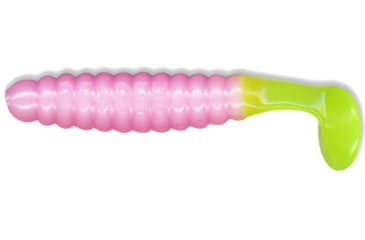 Image of Slider Crappie Panfish Grub, 18, 1.5in, Bubble Gum/Chartreuse, CSGF335