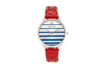 Image of Sophie And Freda Tucson Leather-Band Watch w/ Swarovski Crystals, Silver/Red, One Size, SAFSF4501