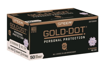 Image of Speer Gold Dot Pistol Ammo, 5.7x28mm, Gold Dot Hollow Point, 40 grain, 50 Rounds, 25728GD