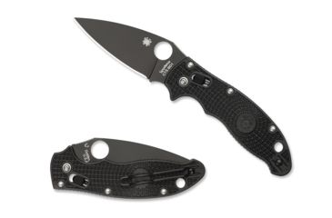 Image of Spyderco Manix 2 Lightweight Black Blade Plain Edge Folding Knife, Black C101PBBK2