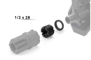 Image of Strike Industries Strike X-Comp Thread Adapter Kit 1/2in - 28 TPI - M18x1 RH, Black, One Size, SI-XCOMP-ADA-1/2-28