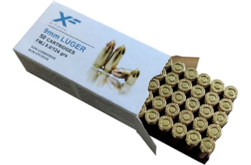 Sumbro X-Force 9mm Luger 124 grain Full Metal Jacket (FMJ) Brass Casing Centerfire Pistol Ammunition, 50, FMJ