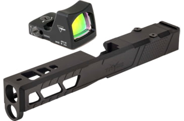 Image of Trijicon RM01 RMR Type 2 LED 3.25 MOA Red Dot Sight, Black and TRYBE Defense Pistol Slide, Glock 17, Gen 5, RMR Cut, Version 2, Black Cerakote