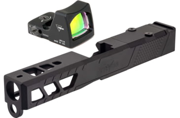 Image of Trijicon RM01 RMR Type 2 LED 3.25 MOA Red Dot Sight, Black and TRYBE Defense Pistol Slide, Glock 19, Gen 3, RMR Cut, Version 2, Black Cerakote