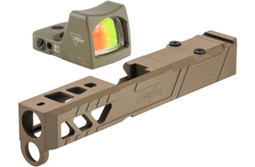 Image of Trijicon RM01 RMR Type 2 LED 3.25 MOA Red Dot Sight, Flat Dark Earth and TRYBE Defense Pistol Slide, Glock 26, Gen 3/4, RMR Cut, Version 2, FDE Cerakote