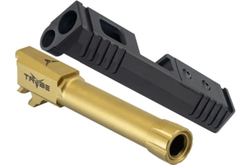 Image of TRYBE Defense Sig Sauer P365 Match Grade Threaded Pistol Barrel, Gold TIN and TRYBE Defense Sig Sauer P365 Pistol Slide