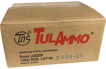 TulAmmo 9mm Luger 115 grain Full Metal Jacket (FMJ) Steel Casing Centerfire Pistol Ammunition