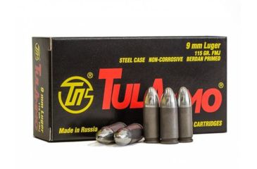 TulAmmo 9mm Luger 115 grain Full Metal Jacket (FMJ) Steel Casing Centerfire Pistol Ammunition