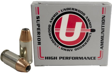 Underwood Ammo .380 ACP +P 90 Grain XTP Jacketed Hollow Point Nickel Plated Brass Cased Pistol Ammunition, 20, JHP