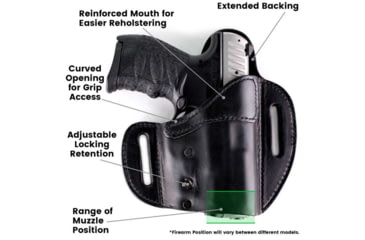 Image of Urban Carry LockLeather OWB Holster Size #215, Left Handed, Black, LL-OWB-215-BK-L