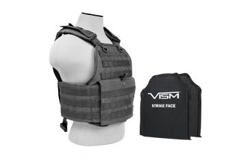 Image of Vism 2924 Series Plate Carrier Vest w/ Two BSC1012 10X12 Soft Ballistic Panels, Urban Gray BSCVPCV2924U-A