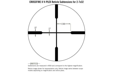 Image of Vortex Crossfire II 2-7x32mm Rifle Scope, 1in Tube, Second Focal Plane, Black, Anodized, Non-Illuminated V-Plex Rimfire Reticle, MOA Adjustment, CF2-31001R