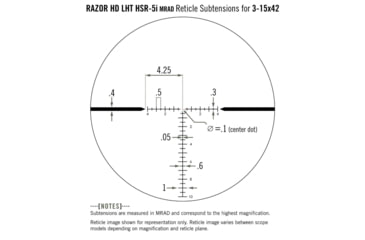 Image of Vortex Razor HD LHT 3-15x42mm Rifle Scope, 30mm Tube, Second Focal Plane, Black, Matte Anodized, Red HSR-5i MRAD Reticle, Mil Rad Adjustment, RZR-31502