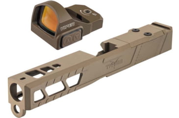 Image of Vortex Viper 1x24mm 6 MOA Red Dot Sight, FDE, Viper Red Dot and TRYBE Defense Pistol Slide, Glock 17, Gen 3, Viper Cut, Version 2, FDE Cerakote