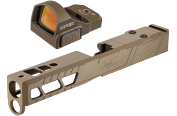 Image of Vortex Viper 1x24mm 6 MOA Red Dot Sight, FDE, Viper Red Dot and TRYBE Defense Pistol Slide, Glock 17, Gen 4, Viper Cut, Version 2, FDE Cerakote
