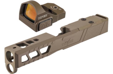 Image of Vortex Viper 1x24mm 6 MOA Red Dot Sight, FDE, Viper Red Dot and TRYBE Defense Pistol Slide, Glock 19, Gen 5, Viper Cut, Version 2, FDE Cerakote