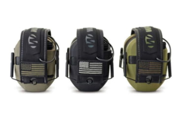 Image of Walkers Razor Slim Electronic Patriot Series Ear Muffs, Black, FDE, OD Green