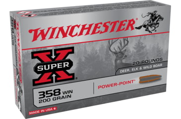 Winchester .358 Winchester 200 Grain Soft Point Centerfire Rifle Ammunition, 20, SP