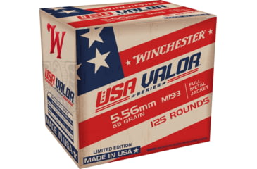 Winchester USA 5.56x45mm NATO 55 Grain Full Metal Jacket Centerfire Rifle Ammunition