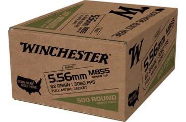 Winchester USA 5.56x45mm NATO 62 grain Green Tip (M855) Full Metal ...