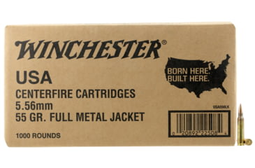 Image of Winchester USA RIFLE 5.56x45mm NATO 55 Grain M193 Full Metal Jacket Brass Cased Centerfire Rifle Ammo, 1000 Rounds, WM1931000