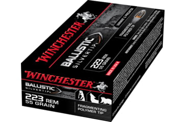 Image of Winchester BALLISTIC SILVERTIP .223 Remington 55 grain Fragmenting Polymer Tip Brass Cased Centerfire Rifle Ammo, 20 Rounds, SBST223B