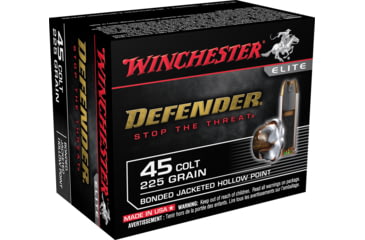 Winchester DEFENDER HANDGUN .45 Colt 225 grain Bonded Jacketed Hollow Point Centerfire Pistol Ammunition, 20, BJHP