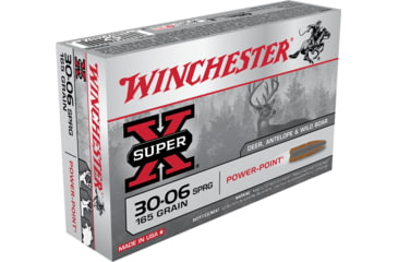 Winchester SUPER-X RIFLE .30-06 Springfield 165 grain Power-Point Brass Cased Centerfire Rifle Ammunition, 20, SP