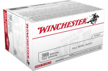 Image of Winchester USA HANDGUN .38 Special 130 grain Full Metal Jacket Centerfire Pistol Ammo, 100 Rounds, USA38SPVP