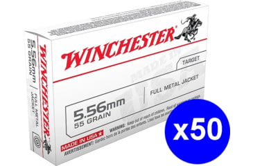Image of Winchester USA RIFLE, 5.56x45mm NATO, 55 grain, Full Metal Jacket, Brass, Centerfire Rifle Ammo, Case 1000rds