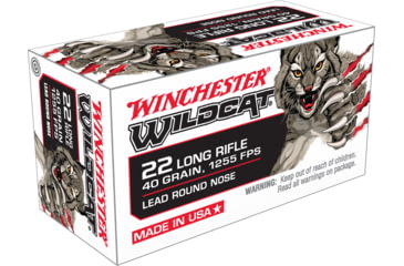 Image of Winchester Wildcat .22 Long Rifle 40 Grain Lead Round Nose Brass Cased Rimfire Ammo, 50 Rounds, WINCUSA22LR-50