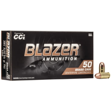 Cci Ammunition Blazer Brass 380 Acp 95 Grain Full Metal Jacket Centerfire Pistol Ammunition 5 Star Rating Free Shipping Over 49