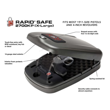 RAPiD Safe Hornady 2700KP XL Keypad Or RFID Gun Safe For 2 1911 Size Pistols 