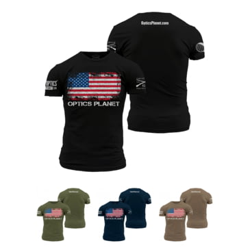 3001-Black-XL OpticsPlanet Exclusive Grunt Style American Flag T-Shirt Mens