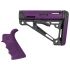 Hogue AR15/M16 Collapsible Buttstock/Beavertail Grip Kit w/ Finger Grooves, Fits Mil-Spec Buffer Tube, Purple Rubber 15656