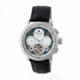 Heritor Aura Leather-Band Watch w/ Day/Date, Silver, Standard HERHR3504