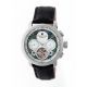 Heritor Aura Leather-Band Watch w/ Day/Date, Silver, Standard, HERHR3504
